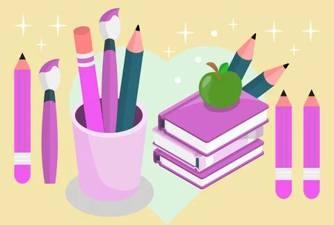 Pencil Case Concept Illustration Vector Style Illustration Stock Illustration