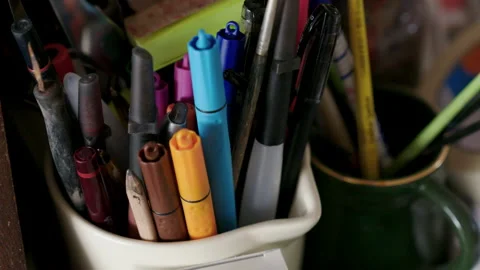 Pencil Case Full Of Pens And Pencils Stock Footage 221877065