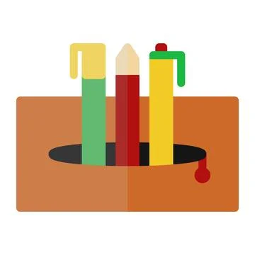 Pencil case icon in Flat Style. Color Fill. Isolated on White Background Stock Illustration