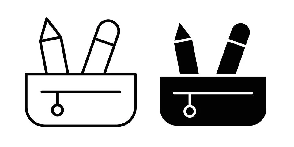 Pencil case icon set, collection of vector icons Stock Illustration