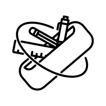 Pencil case icon vector design in line style Stock Illustration