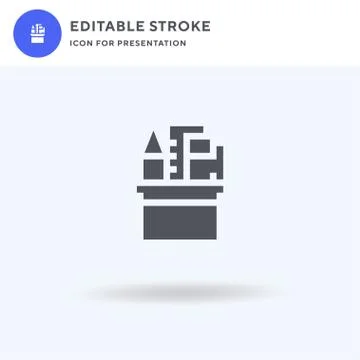 Pencil Case icon vector, filled flat sign, solid pictogram isolated on white Stock Illustration