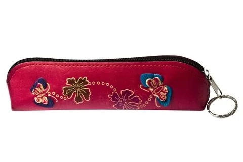 Pencil case isolated on white 스톡 사진