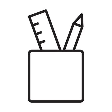 Pencil case with ruler icon vector for graphic design, logo, website, social Stock Illustration