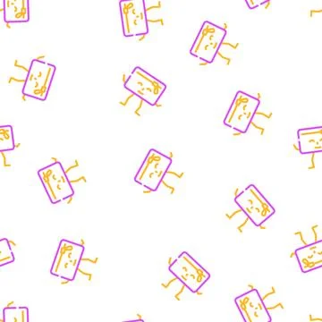Pencil case school character vector seamless pattern Stock Illustration