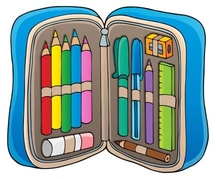 Pencil case theme image Stock Illustration