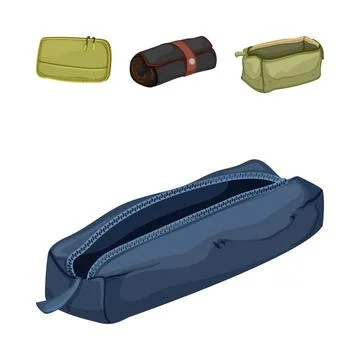 Pencil cases collection showing various zipper pouches Stock Illustration