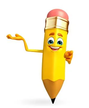 Pencil character is presenting Stock Illustration