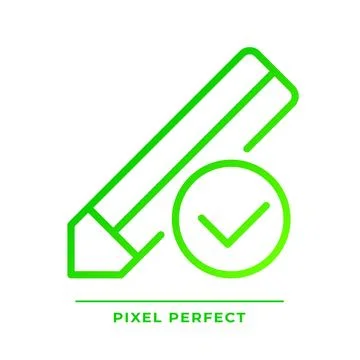 Pencil with check mark pixel perfect gradient linear vector icon Ilustração Stock