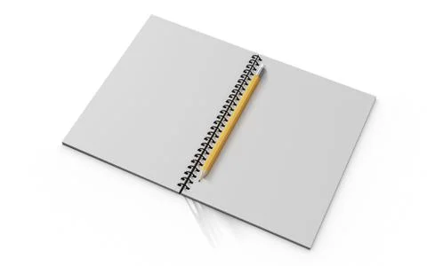 Pencil on checked notebook isolated on white background Stock Illustration