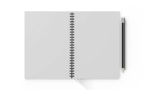 Pencil on checked notebook isolated on white background Stock Illustration
