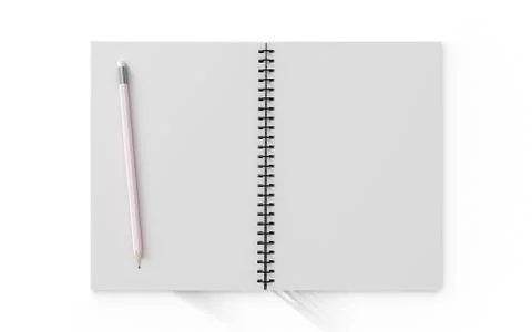 Pencil on checked notebook isolated on white background Stock Illustration