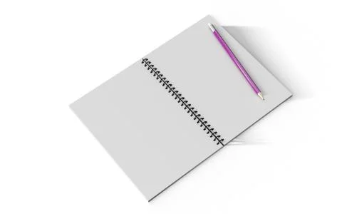 Pencil on checked notebook isolated on white background Stock Illustration
