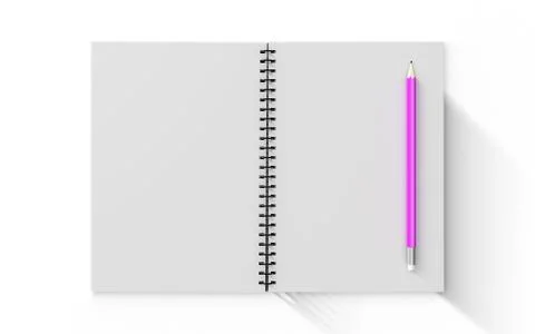 Pencil on checked notebook isolated on white background Illustrazione stock