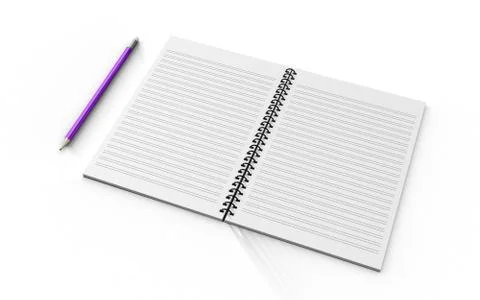 Pencil on checked notebook isolated on white background Stock Illustration