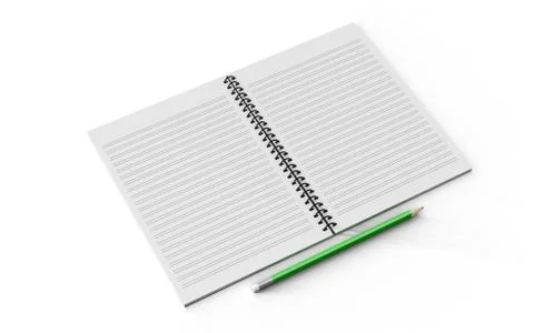 Pencil on checked notebook isolated on white background Stock Illustration