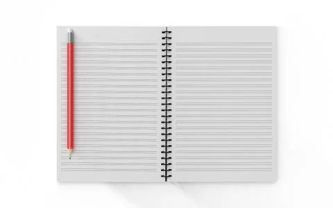 Pencil on checked notebook isolated on white background Stock Illustration