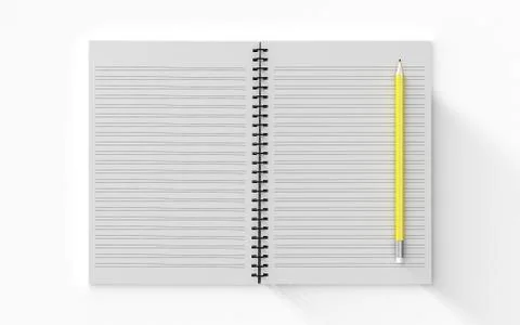Pencil on checked notebook isolated on white background Stock Illustration