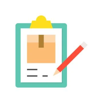 Pencil Checking list about parcel box  on clipboard, Flat icon logistic conce 스톡 일러스트