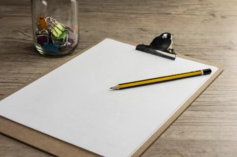 Pencil on cilp pad Stock Photos
