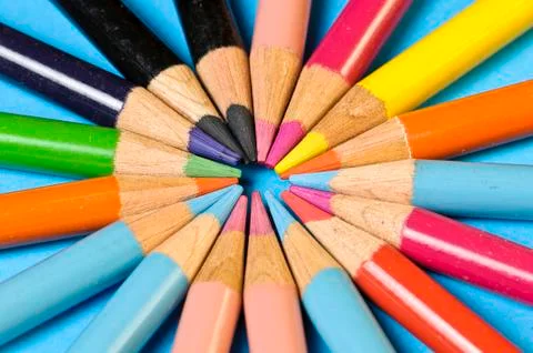 Pencil close up in a circle Stock Photos