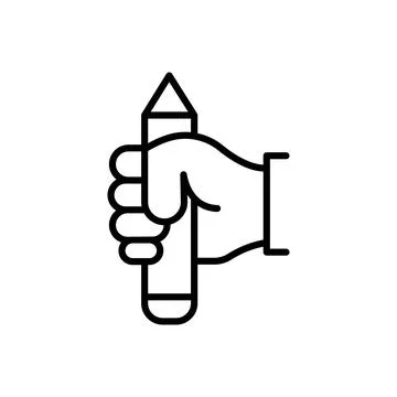 Pencil in closed hand icon, creative education revolution, lightning fist, lo Stock Illustration