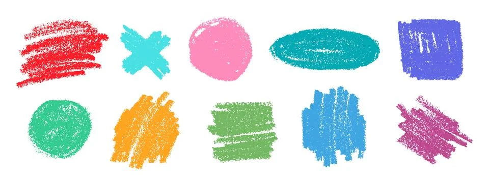 Pencil Color Squiggles Vector Set. Chalk Scribble Underline Shapes Collection Stockillustratie