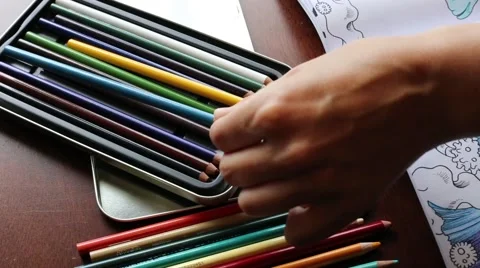 Pencil crayons for coloring Stock Footage 64937745