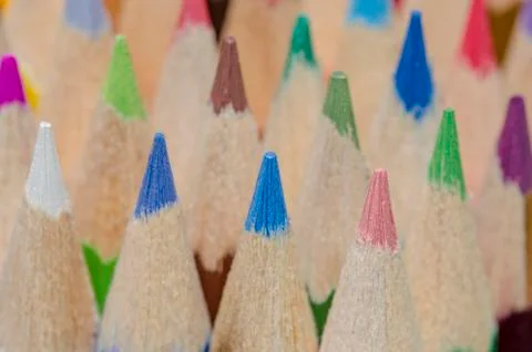 Pencil crayons in different colours Stock Photos