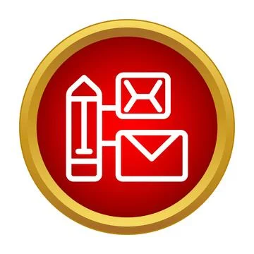 Pencil creating connected email and letter communication icons Illustrazione stock