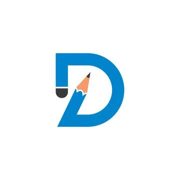 Pencil d letter vector illustration icon and logo of education Illustrazione stock