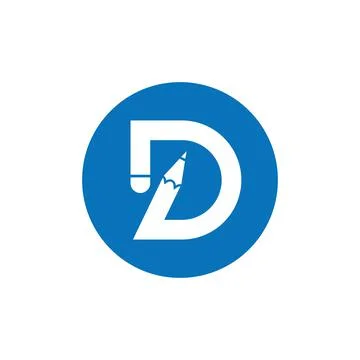 Pencil d letter vector illustration icon and logo of education Illustrazione stock