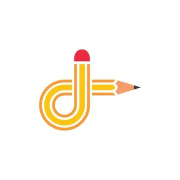 Pencil d letter vector illustration icon and logo of education Illustrazione stock
