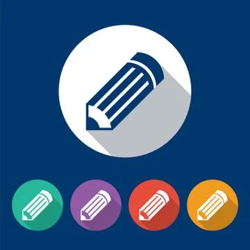Pencil. Different colors of round flat icons. Stock Illustration