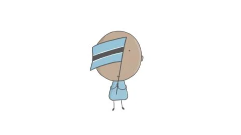 Pencil drawing of a boy holding a Flag of Botswana Stock Illustration