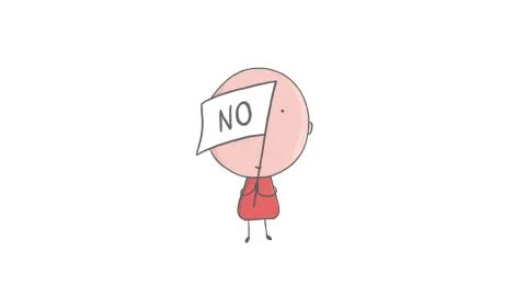 Pencil drawing of a boy holding a flag with a word no Stock Illustration