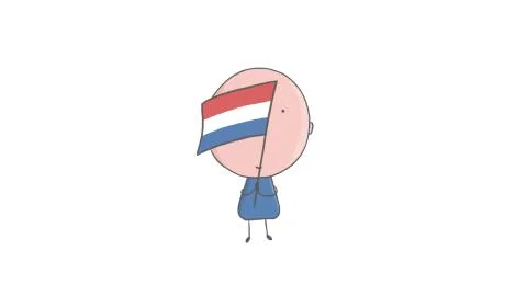 Pencil drawing of a boy holding a flag of the Netherlands Stock Illustration