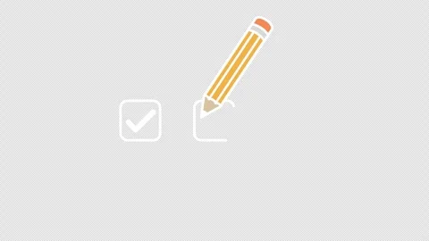 Pencil drawing check mark on transparent background Video stock 346228172