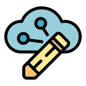 Pencil drawing connections in cloud computing symbol Illustrazione stock