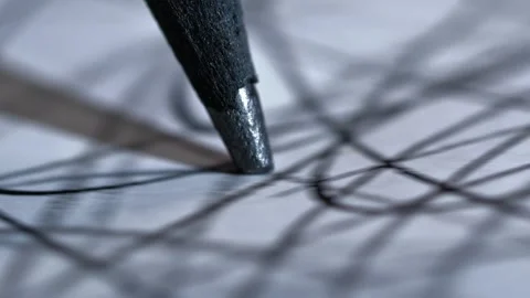 A pencil drawing expressive lines, symbolizing deep concentration Stock Footage 321635480