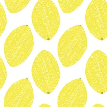 Pencil Drawing lemons Seamless Pattern Citrus Season fruits colorful backdrop Stock Illustration