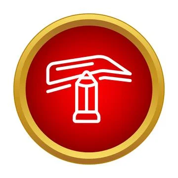 Pencil drawing lines in red circle icon 库存插图