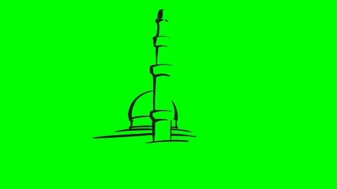 Pencil drawing. Mosque on a green background. Illustration. Video stock 101467114