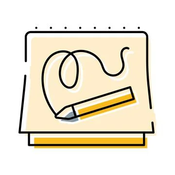 Pencil drawing on notepad illustrating creativity and art Stock Illustration