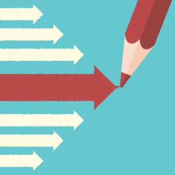 Pencil drawing red arrow Stock Illustration