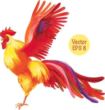 Pencil drawing of a rooster. Vector illustration Ilustración de archivo