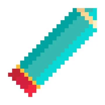 Pencil drawing stationery school tool pixel art style vector cyan red colors イラスト素材