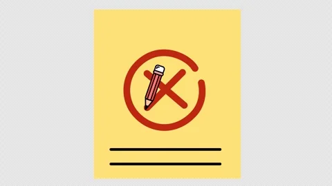 Pencil drawing a wrong or cross check mark on a document in cartoon animation. Stock Footage 306653304