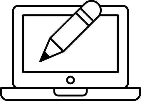 A pencil is drawn on a laptop screen Stock Illustration