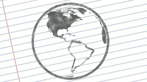 Pencil Drawn Rotating Earth Vídeo Stock 21321905